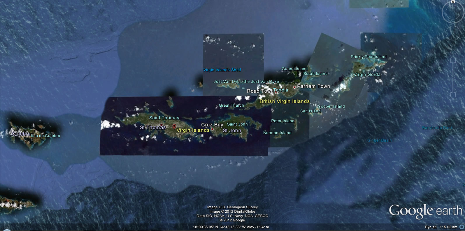 US Virgin Islands Earth Map